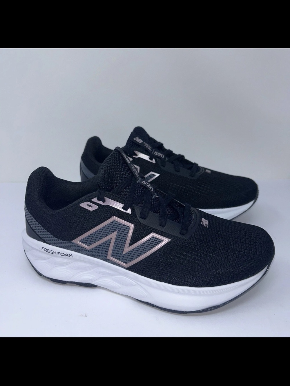 New Balance Women's Black Athletic Sneakers with Rose Accent